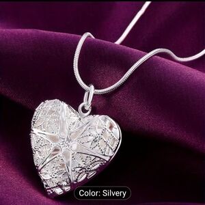 Radiant Silver Heart Photo Frame Necklace